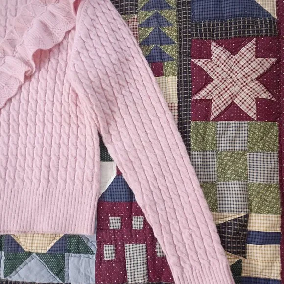 Size M Sugar Thrills Pink Ruffle Turtleneck Sweater - Picture 6 of 10